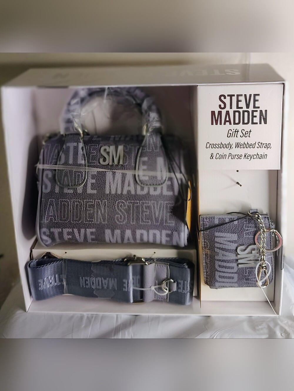 Steve Madden Gray Logo Crossbody Gift Set - Gray